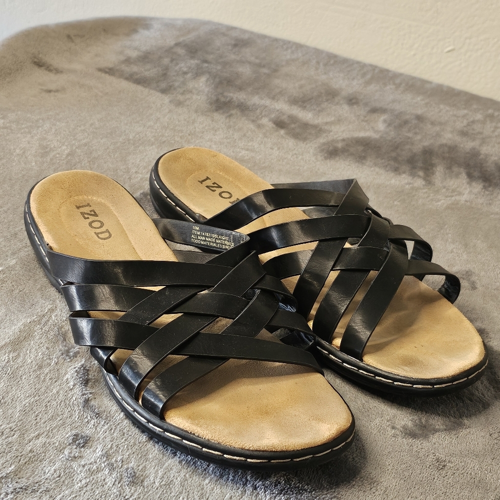 IZOD Women's Black Strappy Sandals‎ SIZE 10M